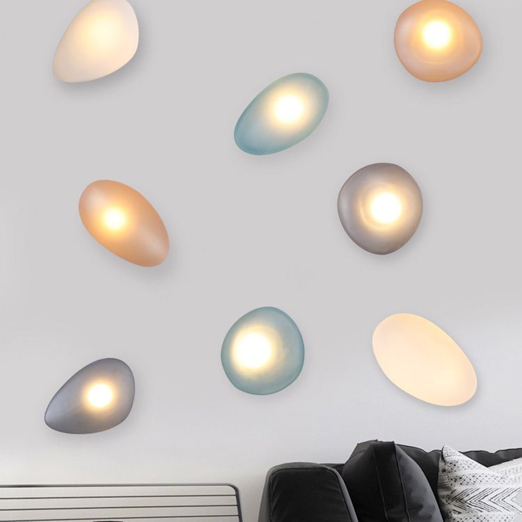 Nordic Style LED Wall Light Cobblestone Shape Wall Lamp with Glass Shade for Living