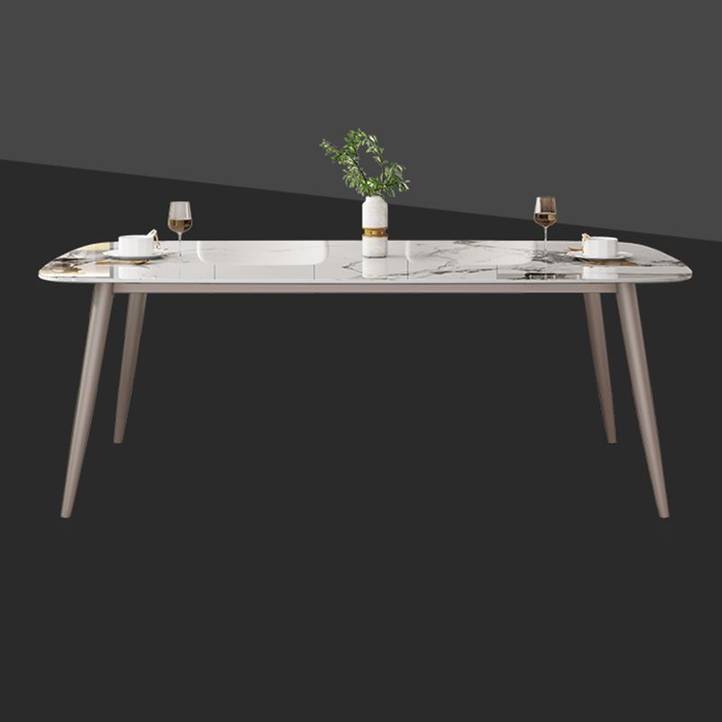 Luxury Rectangle Fixed Dining Table Sintered Stone Home Kitchen Table with 4 Legs