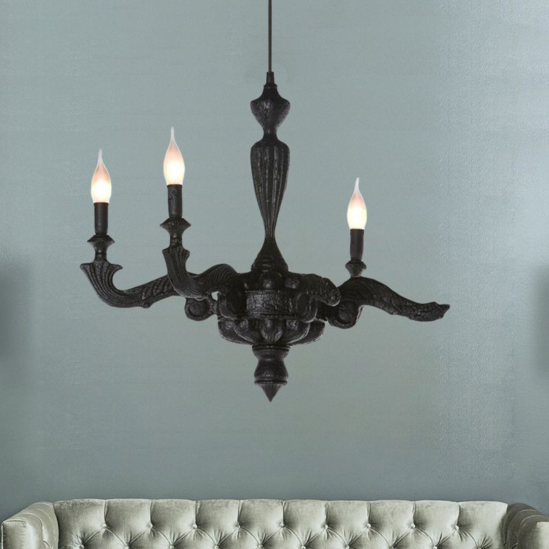 3/6-bulb kandelaar kroonluchter licht traditionele zwarte hars hanger verlichtingsarmatuur voor woonkamer