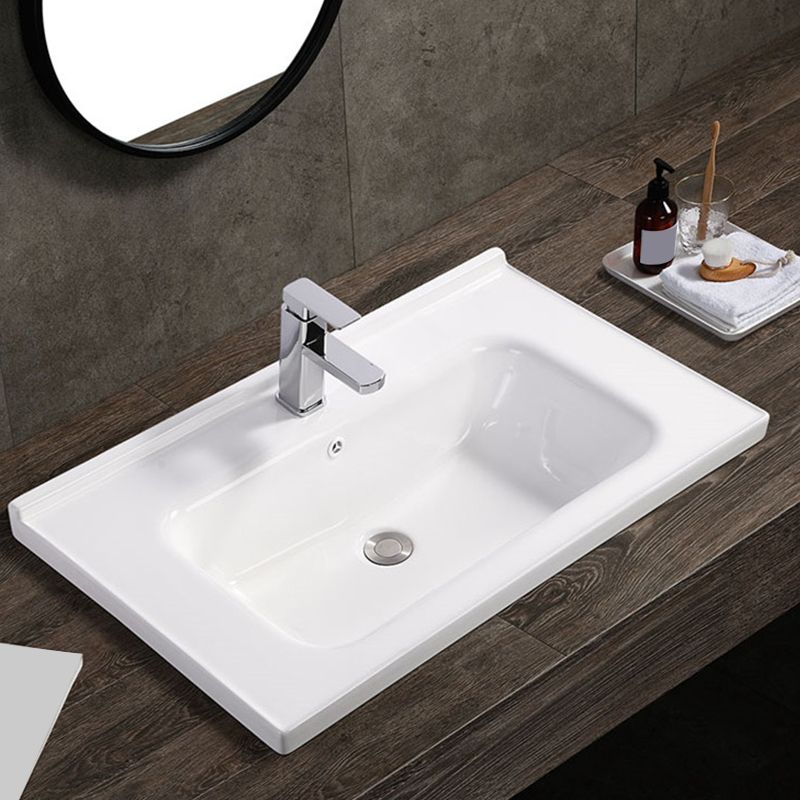 Modern White Bathroom Sink Rectangular Ceramic Bathroom Sink