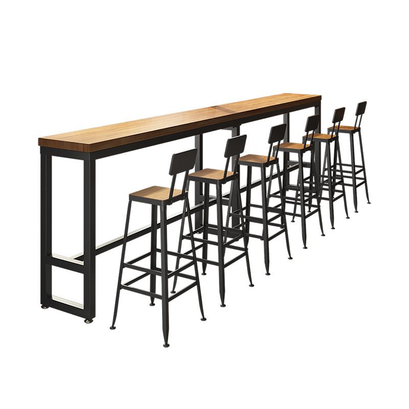 Industrial Solid Wood Pub Table Bar Height Rectangle Bar Table for Indoor