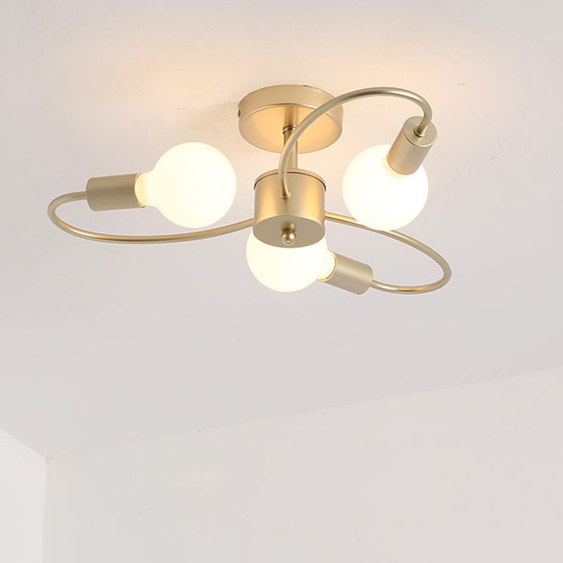 Offene Glühbirnen -Deckenleuchte moderne Metallmedizin Semi Flush Mount Light für Wohnzimmer