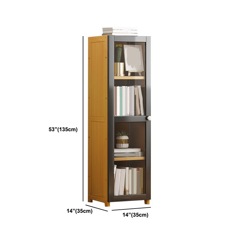 Modern Standard Bookcase Bamboo Closed Back Shelf with Doors