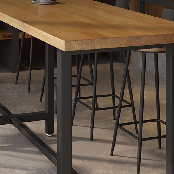 Modern Brown Wood Bistro Table with Rectangle Table Top Black Trestle Table 42'' H