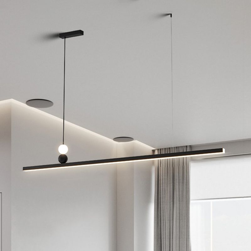 Aluminum and Acrylic Ceiling Pendant Fixture Linear Kitchen Island Fixture in Dark Black