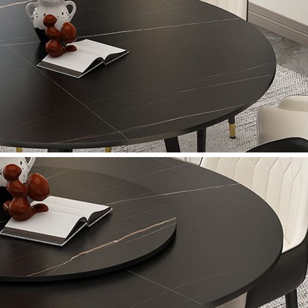 Round Double Pedestal Table Simplicity Style Dining Site Table with Turntable