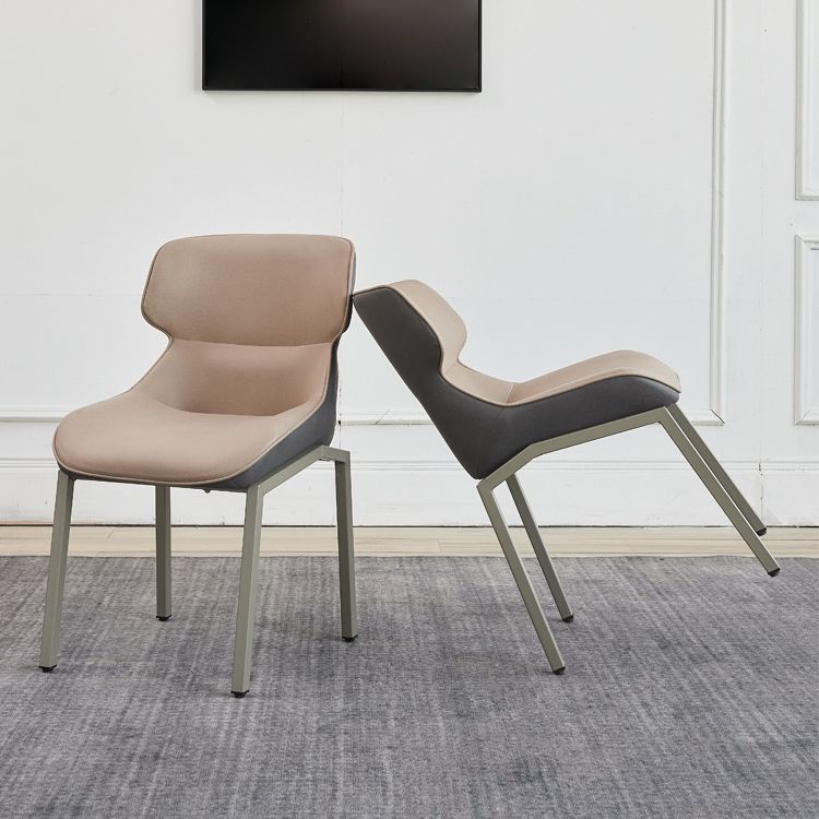Chaise de salle à manger de style contemporain Chaise d'appoint à accoudoirs à oreilles en métal pour cuisine (Ensemble de 2)