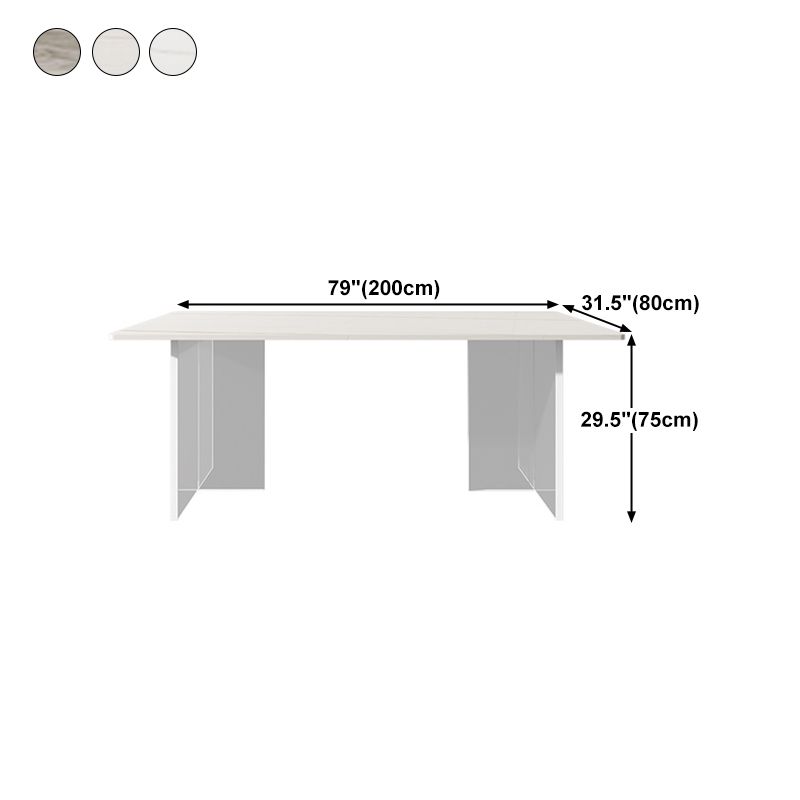 Stone Top Table Traditional Luxury Dining Table with Double Pedestal Base