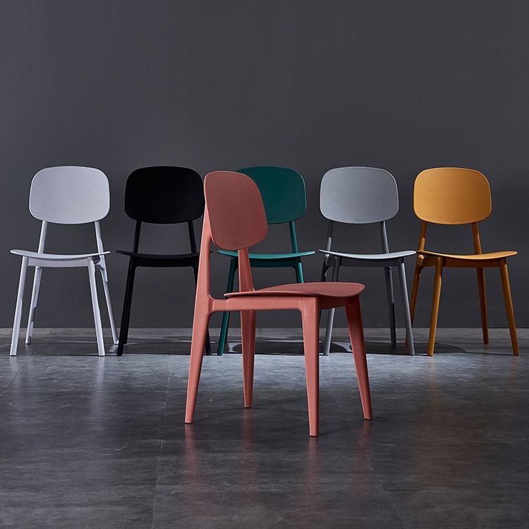 Minimalist Style Open Back Dining Side Chairs Plastic Dining Armless Chairs for Home