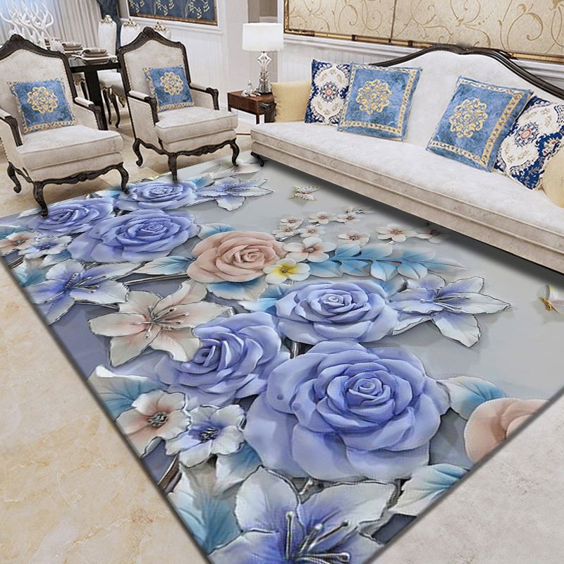 Veelkleurig modern binnentapijt, polyester bloemenprinttapijt, antislip binnentapijt voor woonkamer