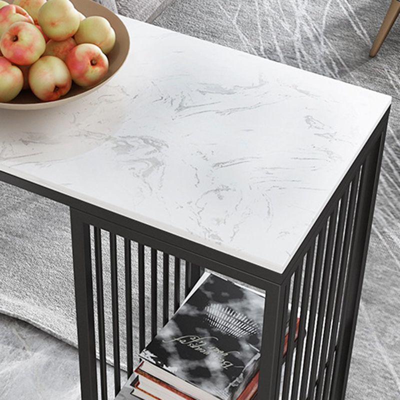 Industrial Marble Metal Pub/Bar Table With 18" Wide Elm Top Counter Wine Table