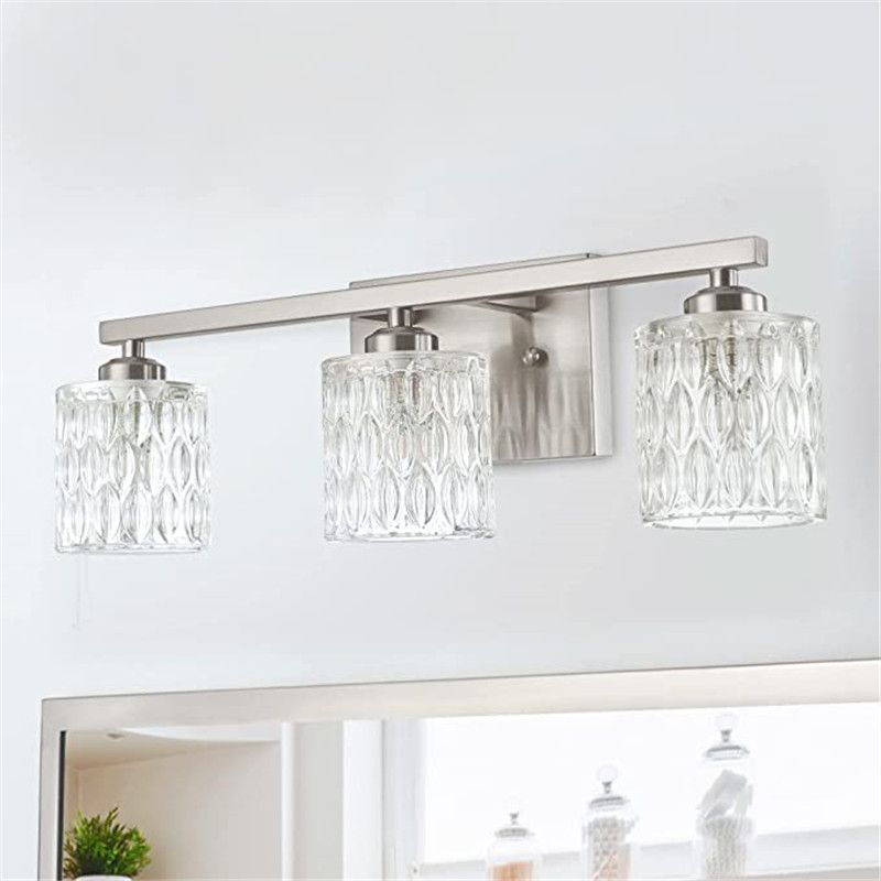 Modern Sliver Bath Vanity Lighting Glass Shaded Light for Bathroom