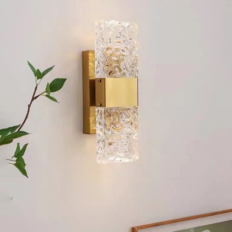 Single Golden Contemporary Wall Mounted Sconce Rectangle LED Wall Light