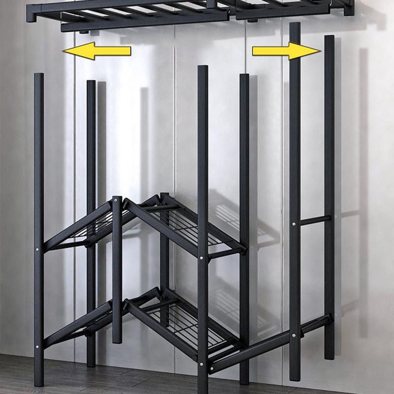 Metal and Fabric Wardrobe Industrial Style Bedroom Rectangular Wardrobe Closet