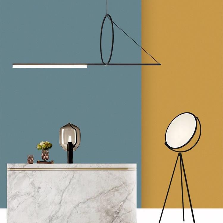 Black Geometric Island Affermazione del soffitto Minimalista in stile Minimalist Isola LED ILLUCIMAZIONE