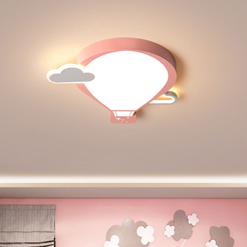 Globo aerostático rosa/azul, luz montada en el techo, dibujos animados, lámpara empotrada metálica LED de 18"/21,5" de ancho