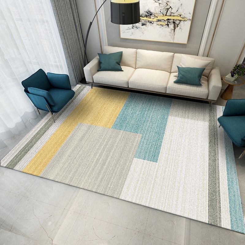 Tapis nordique rose en Polyester, bloc de couleur, avec support antidérapant, pour la décoration de la maison