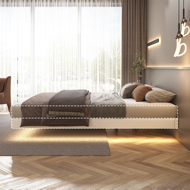 Contemporary Platform Bed Solid Wood Standard Bed with Light for Bedroom