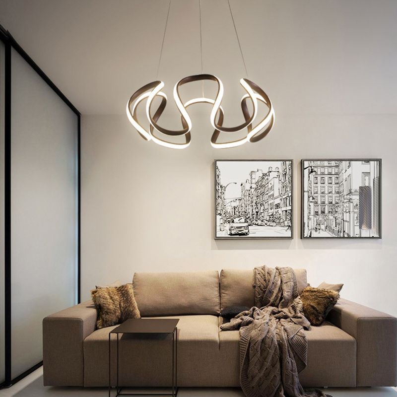 Minimalist Flower Shaped Chandelier Lighting Acrylic Living Room LED Pendant Light