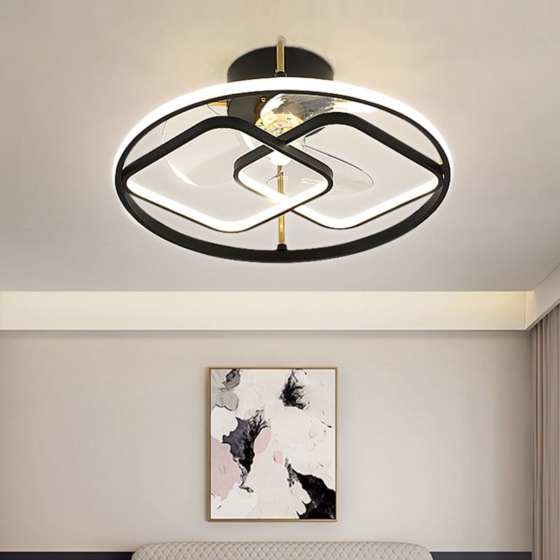 Minimalistische kreisförmige Deckenventilator Leuchte Acryl Schlafzimmer LED LED LEMI BUSH MOUNT LAUT