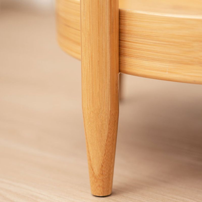 French Country Side Table Wood and Glass Round Accent Side Table