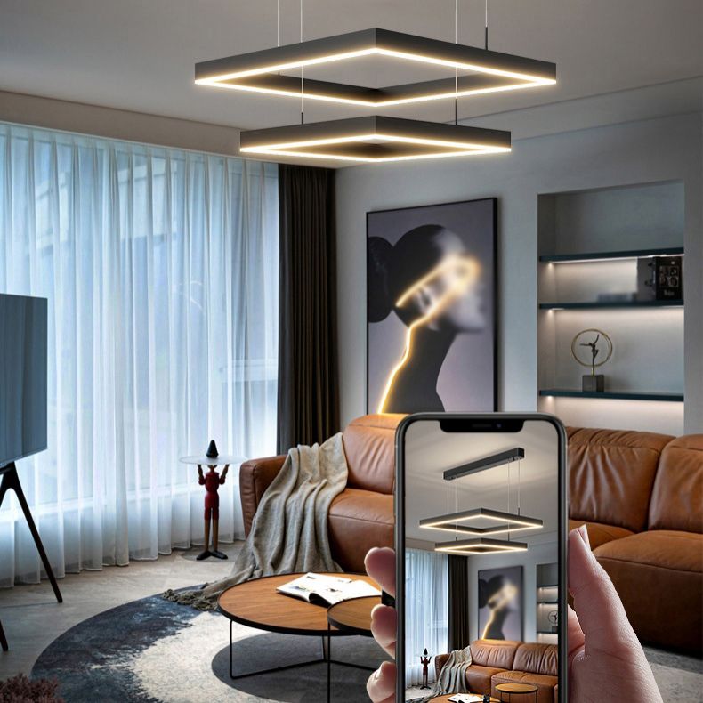 Luz de lámparas de lámparas de araña cuadradas de dos niveles simples de dos niveles