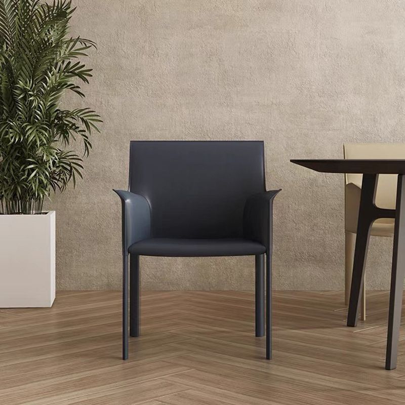 Modern Style Arm Chair Leather Solid Back Dining Chair for Home Use