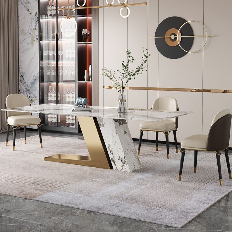 Traditional Luxury Rectangle Home Furniture Stone Double Pedestal Table