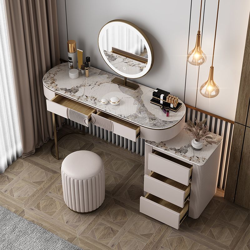 Glam Slate Top Makeup Vanity Set 5-Drawers Vanity Dressing Table