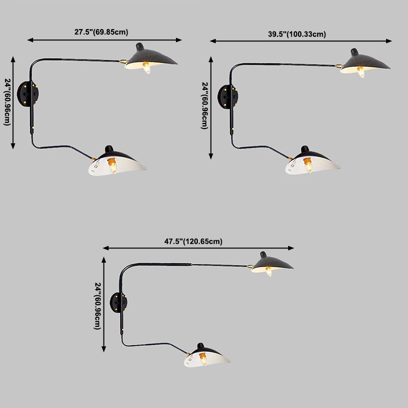 Nordic Style Metal Wall Light Long Arm Black Wall Sconce for Living Room