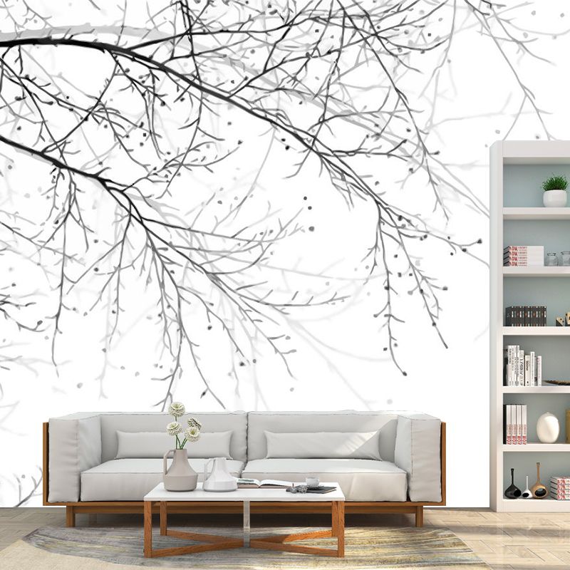Naked Tree Close-Up Mural Contemporary Water Resistant Bedroom Wall Decor, Custom Size