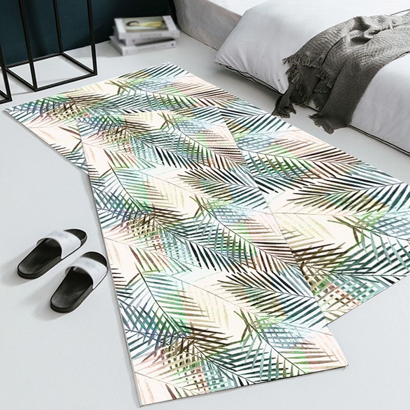 Green Simple Rug Polyester Plant Indoor Rug Stain Resistant Rug for Living Room