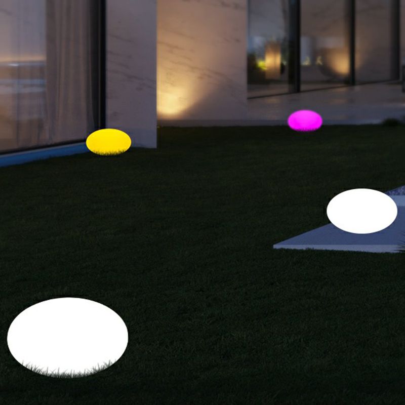 Egg Shaped Garden Solar Path Lamp Plastic Simple Style LED Ground Lighting in White