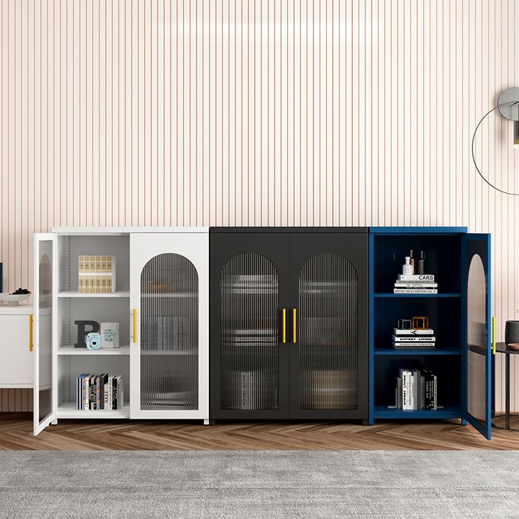 Scandinavian Metal Bookshelf Standard Closed Back Bookcase with Cabinets