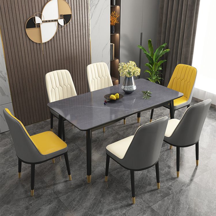 Rectangle Dining Table 4 Legs Dining Table with Solid Wood Base