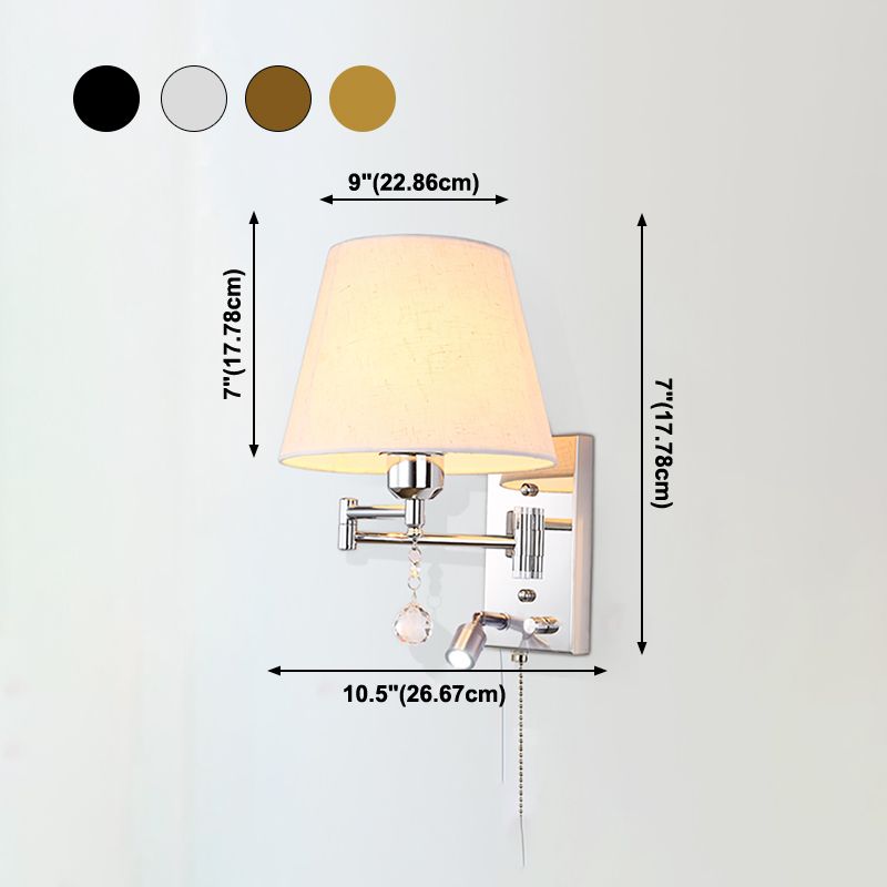 Sitting Room One Head Wall Sconce Cloth Lampshade Adjustable Wall Mounted Light Fixture