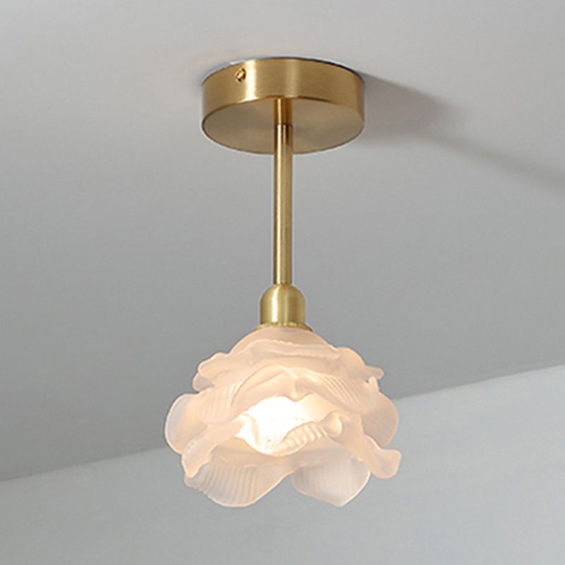Glass Flower Pendants Lights Single Bulb Modern Style Living Room Hanging Light Fixtures