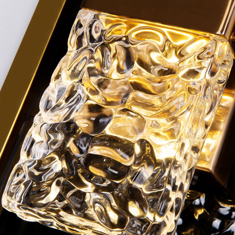 Light Luxury Wall Light Rectangle Shape Wall Lamp with Crystal Shade for Bedroom