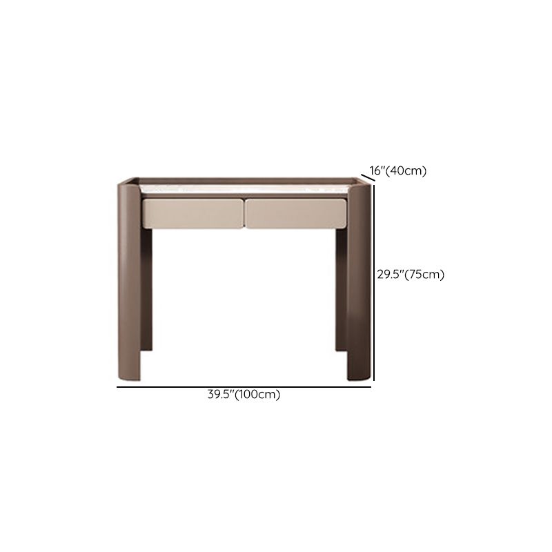 2/5 Drawer Solid Wood Dressing Table Brown Makeup Vanity Desk
