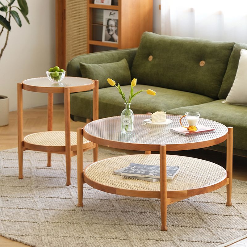 Contemporary 3/4 Legs Wooden with Storage Shelf Coffee Table