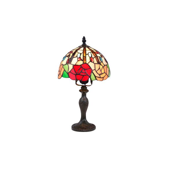 Luz de escritorio de flores vívidas con rosa/mariposa/oso/santa Claus Patrón Tiffany Lámpara de escritorio de vidrieras rústicas para sala de estudio