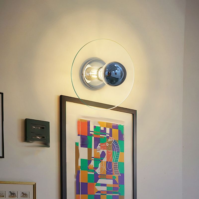 Nordic Style Wall Light Round Shape Wall Lamp with Iron Base for Bedroom