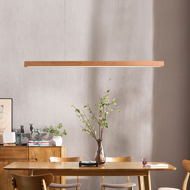 Luci a sospensione a sospensione in legno Lampade appese lineari moderne per sala da pranzo
