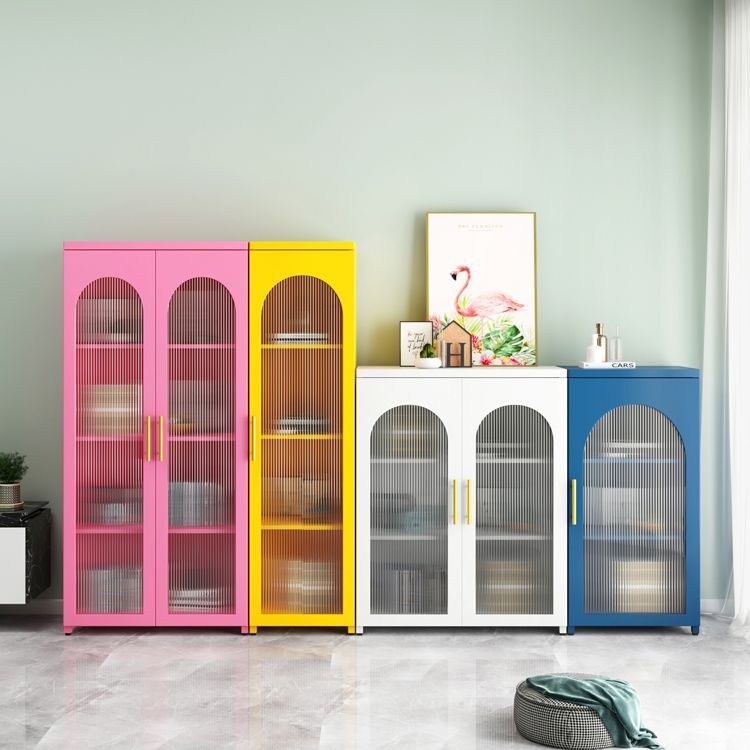 Modern Steel Bookcase, Glass Door Closed Back Bookshelf for Any Room