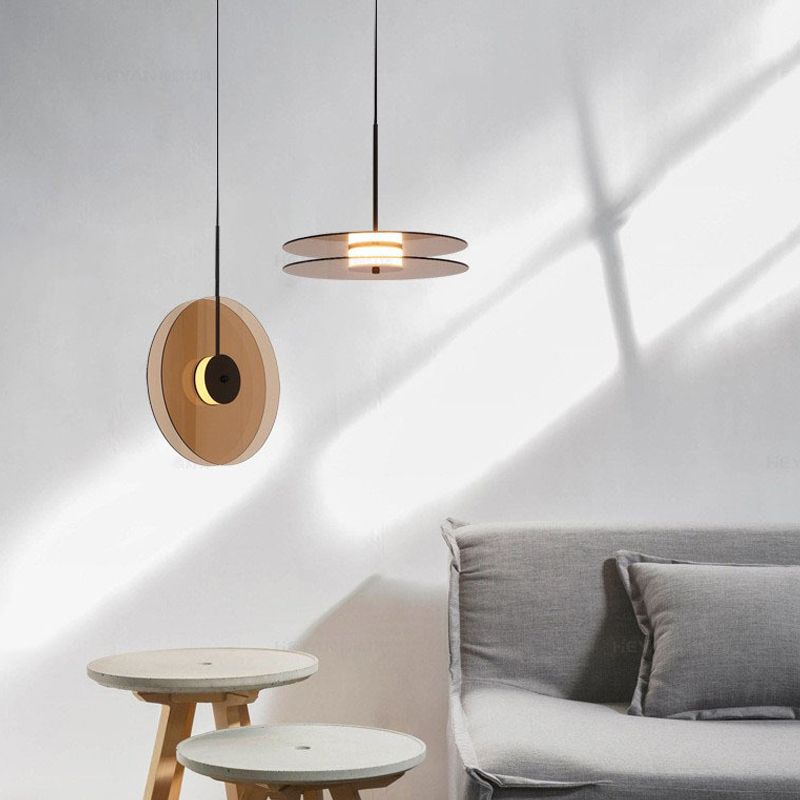 Modern Style LED Pendant Light 1 Light Round Glass Hanging Light for Dinning Room