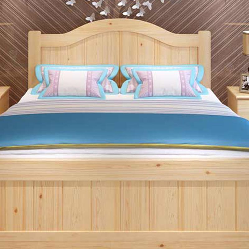 Contemporary Solid Color Standard Bed Wood Storage Camelback Bed Frame