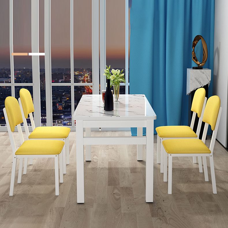 Modern Rectangular Dining Table Wooden Tabletop for Living Room