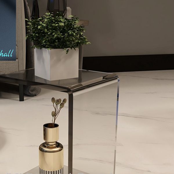 Modernistic Plastic Side Table Abstract with Storage Rectangular Living Room