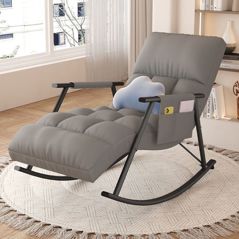 Classic Tufted Recliner Chair Pure Color Indoor Rocker Chair with Dark legs