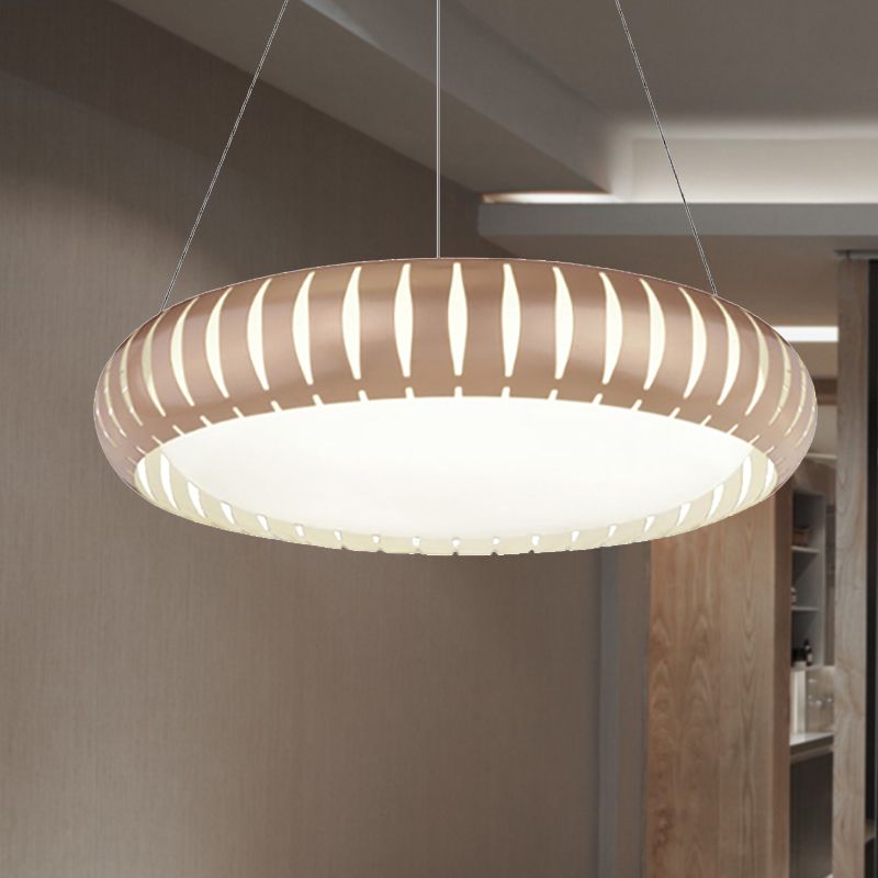 Lámpara moderna de metal de metal de techo redondo LED/negro/blanco en luz cálida/blanca/natural, 18 "/22" de ancho